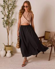 Christien Surplice Hem Crop Top