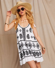 Barbados Embroidered Tassel Mini Dress