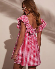 Daniela Gingham Babydoll Mini Dress