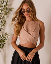 Christien Surplice Hem Crop Top