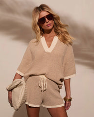 Cloud Nine Contrast Trim Knit Polo Top