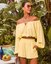 Elysia Off The Shoulder Long Sleeve Crop Top