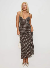 Jorjana Polka Maxi Dress Brown / White