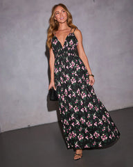 Ethereal Muse V-Neck Floral Maxi Dress