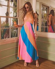 Adwin Striped Halter Maxi Dress