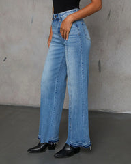 Jade Stretch High Rise Slit Wide Leg Jeans