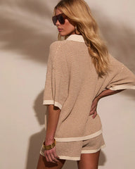 Cloud Nine Contrast Trim Knit Polo Top