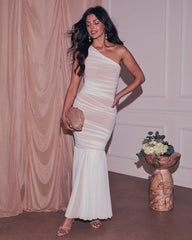 In My Arms Ruched Mesh Maxi Dress