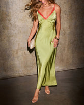 Dinner Plans Contrast Lace Maxi Dress