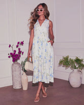 Gilded Garden Floral Loop Trim Maxi Dress