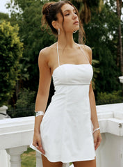 Just Promise Diamante Detail Mini Dress White