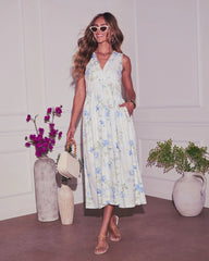 Gilded Garden Floral Loop Trim Maxi Dress