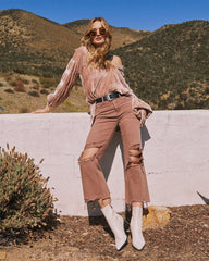 Bette Textured Velvet Button Down Top