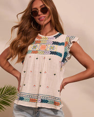 Abelia Abstract Embroidered Top