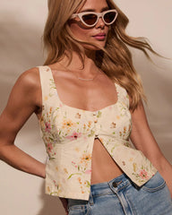 Flora Lane Linen Flyaway Floral Top