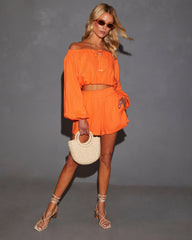 Elysia Off The Shoulder Long Sleeve Crop Top