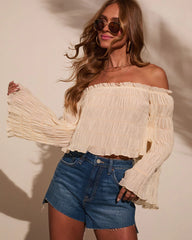 Gypsy Glow Smocked Off Shoulder Top