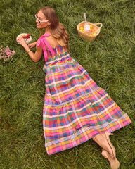 Izie Plaid Tiered Maxi Dress