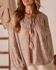 Eminah Front Tie Peasant Top