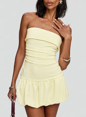 Mousse Strapless Mini Dress Lemon