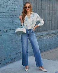 Classy Aura Abstract Button Down Top