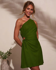 Collins Ruched One Shoulder Mini Dress