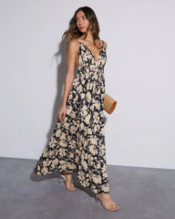 Ethereal Muse V-Neck Floral Maxi Dress
