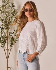 Cauline Embroidered Linen Top