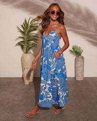 Cool Water Abstract Maxi Dress