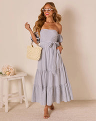 Annah Striped Off The Shoulder Maxi Dress
