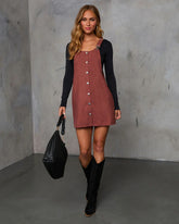 Caribel Corduroy Button Up Mini Dress