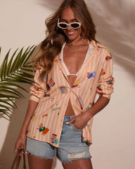Chance Of Sun Novelty Button Down Top