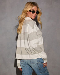 Alena Striped Quarter Button Top