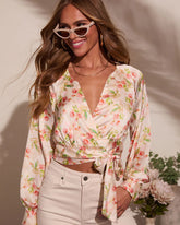 Elysee Floral Satin Wrap Top