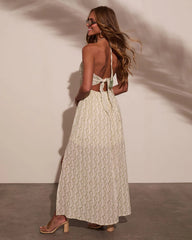 Honolulu Halter Tropical Print Maxi Dress