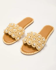 Golden Coastline Crochet Pearl Sandals