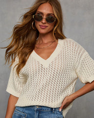 Catch Me At The Sandbar Knit Cotton Blend Top