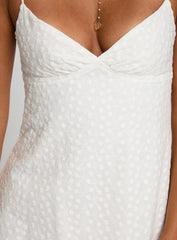 Dearly Embroidered Mini Dress White