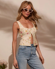 Flora Lane Linen Flyaway Floral Top