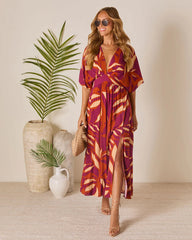 Erin Printed Kimono Sleeve Maxi Dress