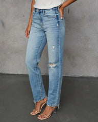 Grazie Rigid Cropped High Rise Distressed Jeans