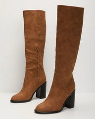 Always Here Block Heel Knee High Boots