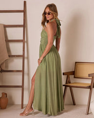 Elmhurst Ruched Halter Maxi Dress