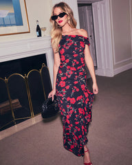 Gilded Love Floral Mesh Maxi Dress