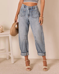 Homegrown Rigid Cuffed High Waisted Barrel Jeans