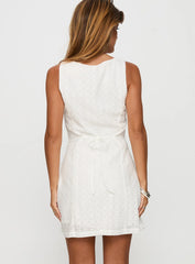 Pacie Broderie Mini Dress White