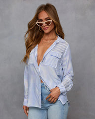 Coastal Cruising Stripe Button Down Top