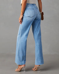 Aleesia Stretch Mid Rise Wide Leg Jeans