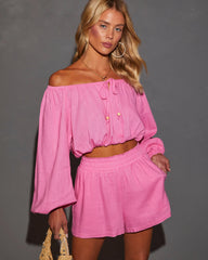 Elysia Off The Shoulder Long Sleeve Crop Top