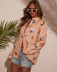 Chance Of Sun Novelty Button Down Top